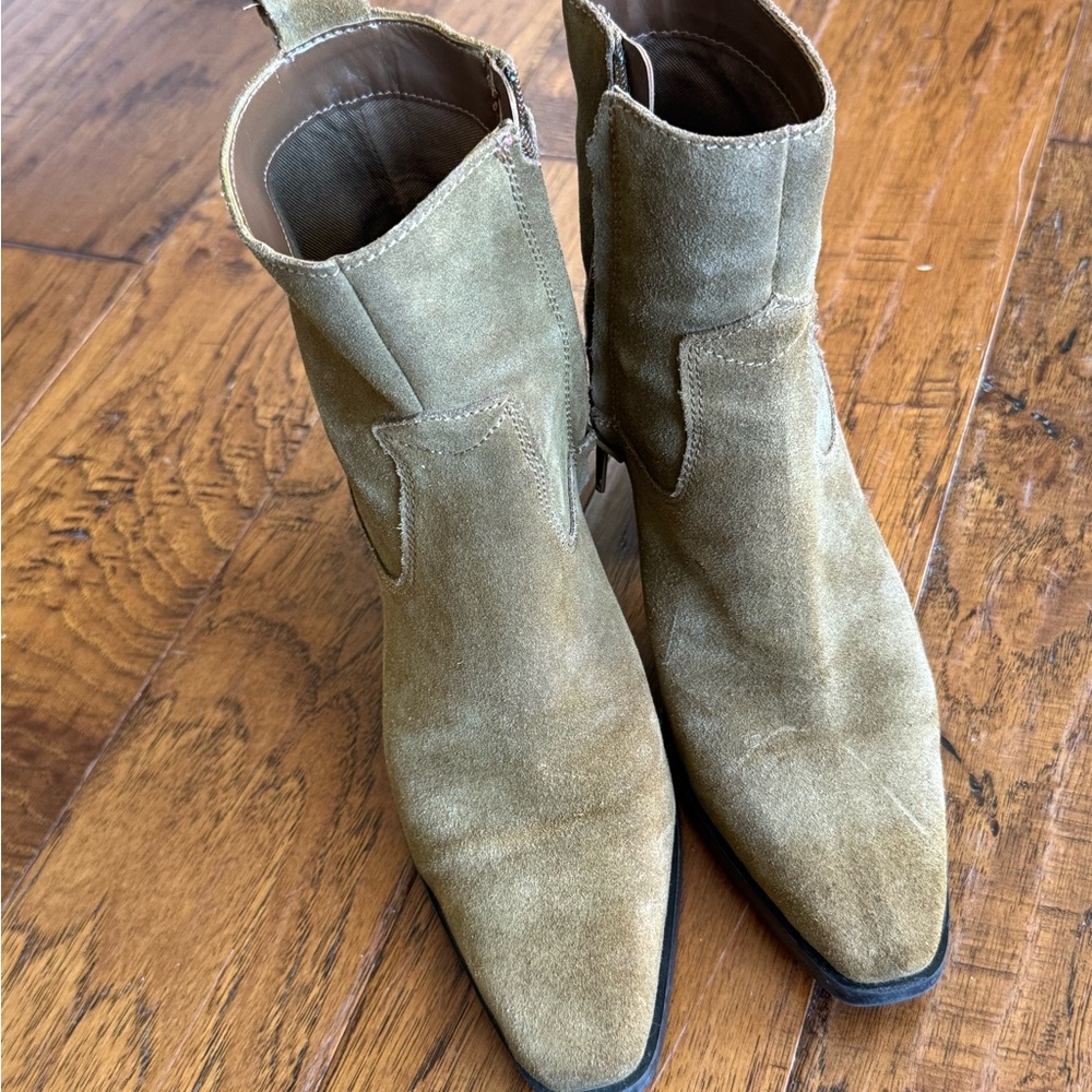 Mango Tan Suede Ankle Booties